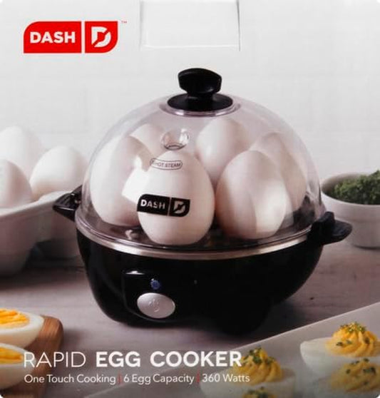 Rapid Egg Cooker: 6 Egg Capacity Electric Egg Cooker for Hard Boiled Eggs, Poached Eggs, Scrambled Eggs, or Omelets with Auto Shut off Feature - Black (DEC005BK)